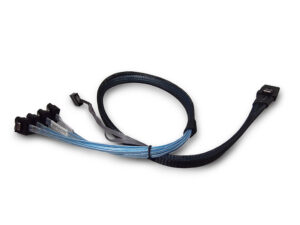 כבל אחסון MiniSAS - SFF8087 (Straight) TO 4 SATA W/SB 60CM