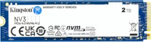כונן SSD Kingston דיסק פנימי Kingston NV3 NVME GEN 4.0 M.2 2280 6000/5000Mb/s