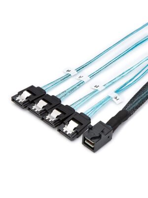 כבל/מתאם HD Mini SAS (SFF-8643 Host) - 4X SATA (Target) Cable,SFF-8643 to 4X SATA Cable 60cm