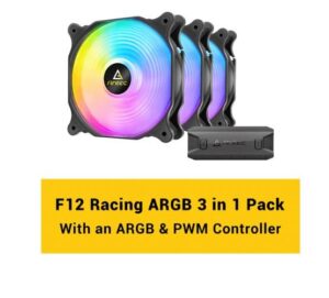 שלט/בקר מארז מחשב Antec מאווררים למארז Antec F12 Racing 120mm ARGB 3 Pack Fan+Controller