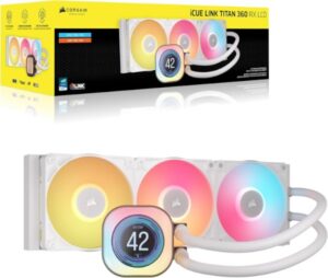 קירור Corsair נוזלי לבן Corsair iCUE TITAN 360 RX LCD White 360mm AIO