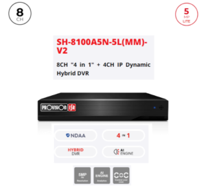 משקפי מציאות מדומה Provision מכשיר הקלטה DVR SH-5L V2 8CH+4CH IP AUDIO IN/OUT