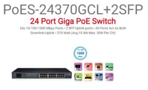 ראוטר מתג PoE Provision מתג Provison 24 PORT POE SWITCH 2XSFP UPLINK PORTS 380W Total